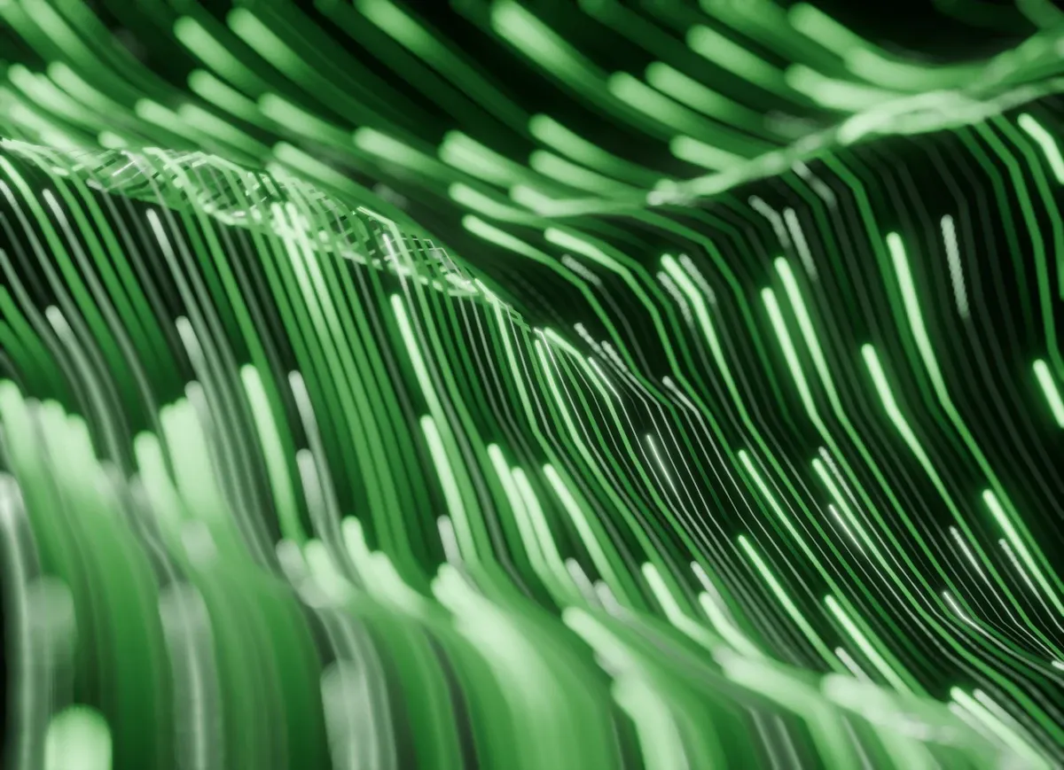 Soyut veri görselleştirmesi, nöral ağ bağlantılarını ve yapay zeka akıl yürütme süreçlerini temsil ediyor.