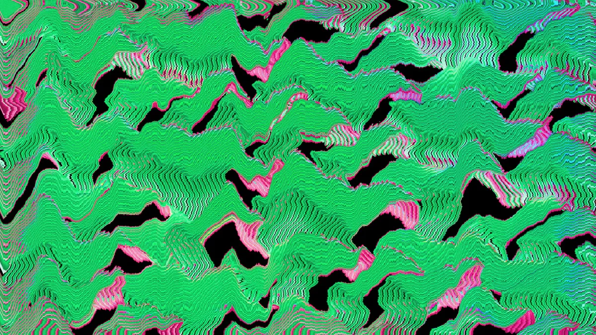 Soyut ses dalgası deseni, derin öğrenmenin yüksek frekansları algılayamamasını temsil eden renkli grafik.