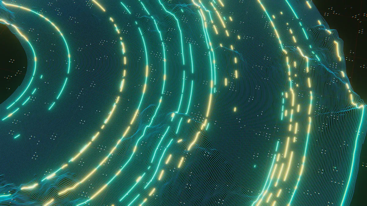 Abstract digital distortion glitch illustrating a dangerous AI data loop with warped patterns